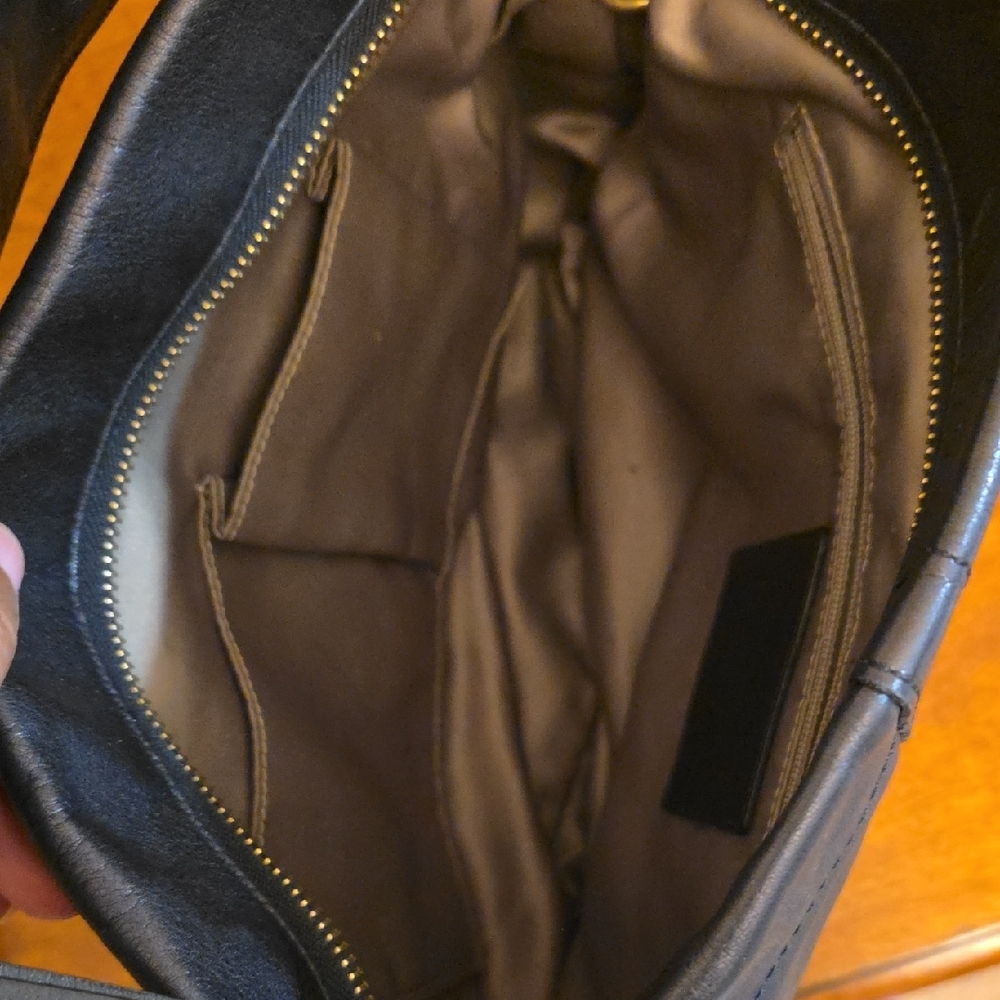 Coach Black Leather Shoulder Bag with Gold Accents - Picture 4 of 6